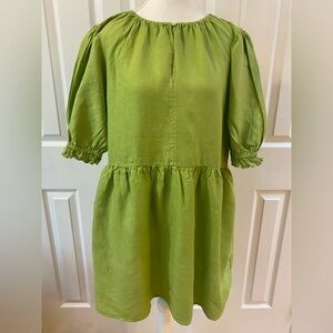 Velvet by Graham and Spencer Green Linen Mini Dress Size XS